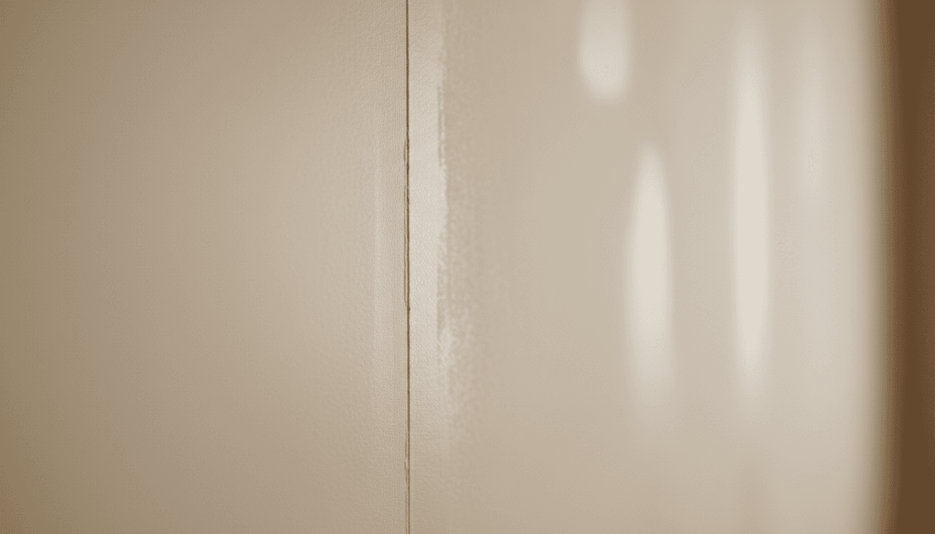 Close-up of professional drywall and plaster finishing